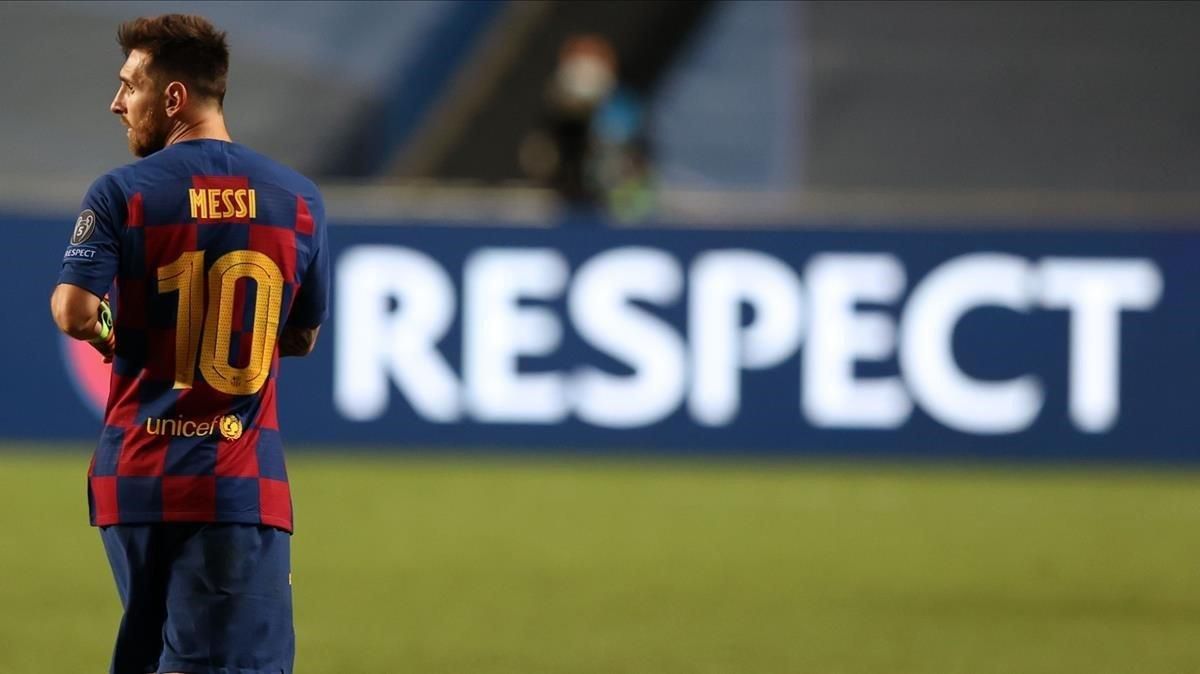 Messi, en Lisboa, durante el último partido que jugó el Barça: ante el Bayern de Múnich en la Champions. Messi, en Lisboa, durante el último partido que jugó el Barça: ante el Bayern de Múnich en la Champions.