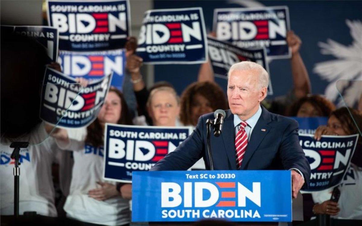Joe Biden en un acto de campaña en los EEUU.