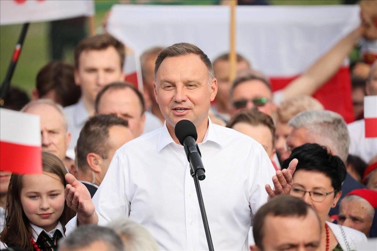 Andrzej Duda, durante un mitin de campaña. Andrzej Duda, durante un mitin de campaña.