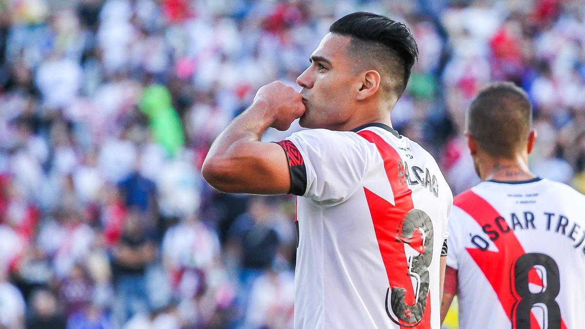 Radamel Falcao celebra un gol con el Rayo Vallecano