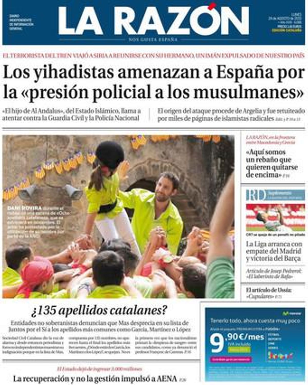 'La Razón' denuncia una "limpieza de sangre separatista" de Junts pel Sí 'La Razón' denuncia una "limpieza de sangre separatista" de Junts pel Sí