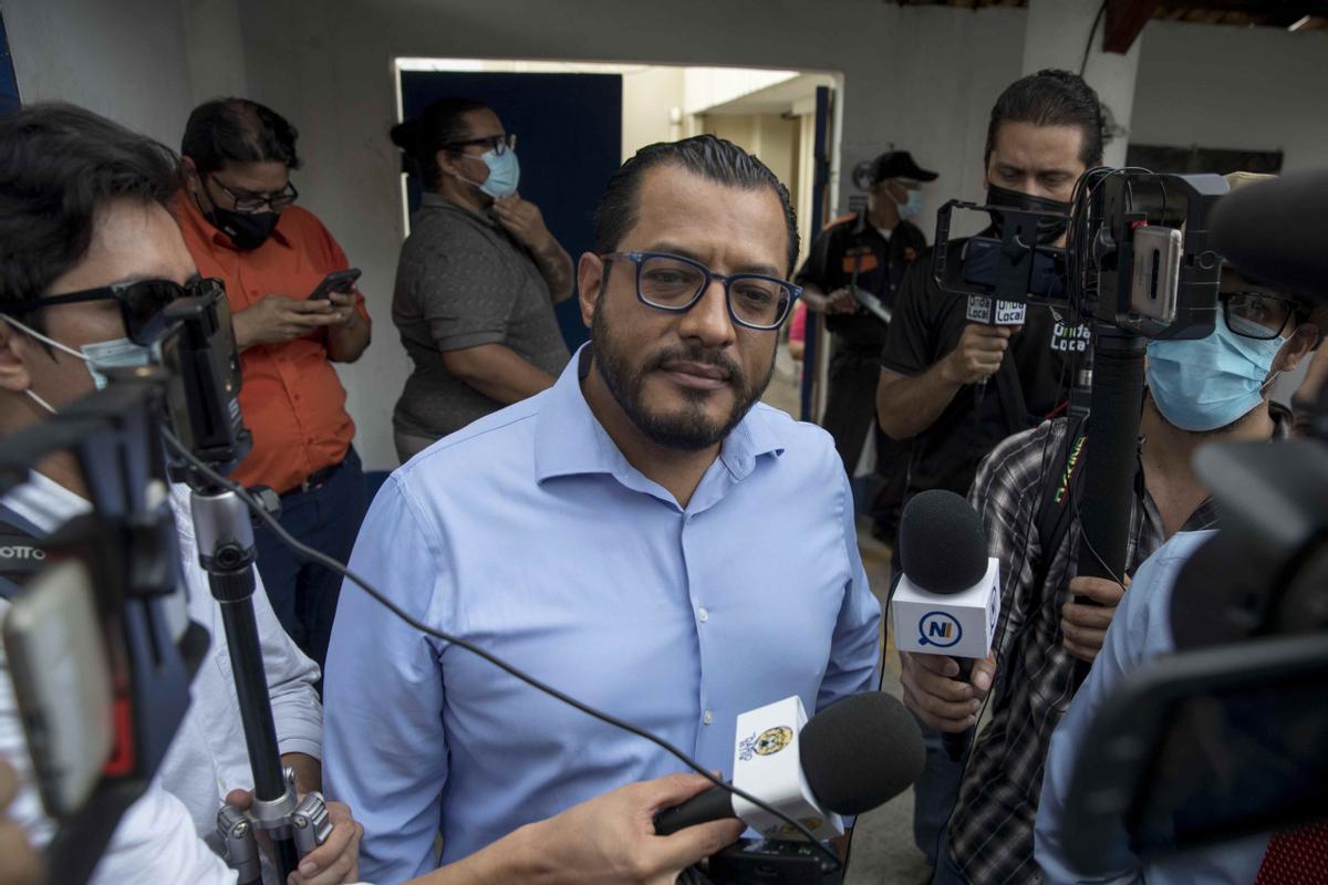 El precandidato a la presidencia de Nicaragua por la oposición Félix Maradiaga antes de ser detenido este martes.