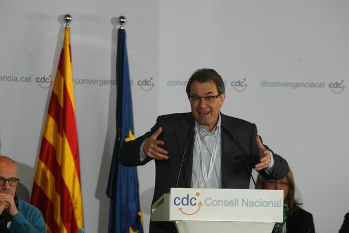 Artur Mas, durante el Consell Nacional de CDC, en Bellaterra, hoy.