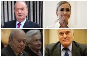 El rey Juan Carlos, Cristina Cifuentes, Jordi Pujol y Luis Bárcenas