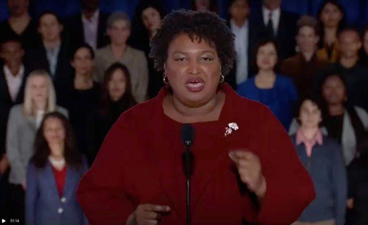 Former Georgia gubernatorial candidate Stacey Abrams delivers the Democratic response to the U.S. President Donald Trump’s State of the Union address in this still frame taken from video, in Washington, U.S., February 5, 2019.  REUTERS/Reuters TV