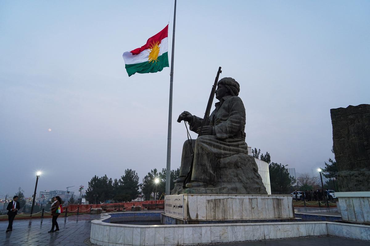 Archivo - Bandera del Kurdistán iraquí