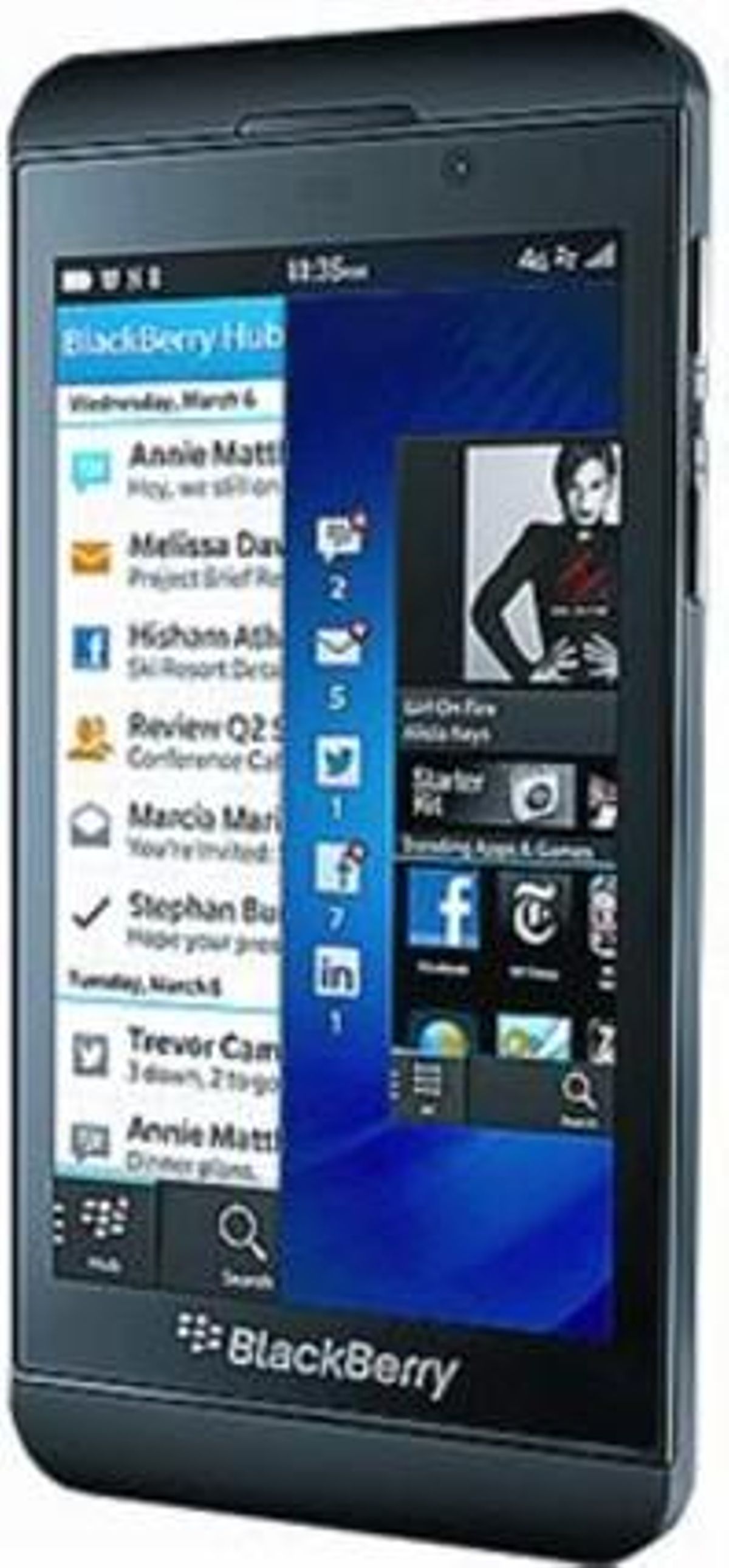 Z10 3 Blackberry, ’smartphone’ táctil con NFC, para los pagos con móvil, capacitado para funcionar en redes 4G LTE. Z10 3 Blackberry, ’smartphone’ táctil con NFC, para los pagos con móvil, capacitado para funcionar en redes 4G LTE.