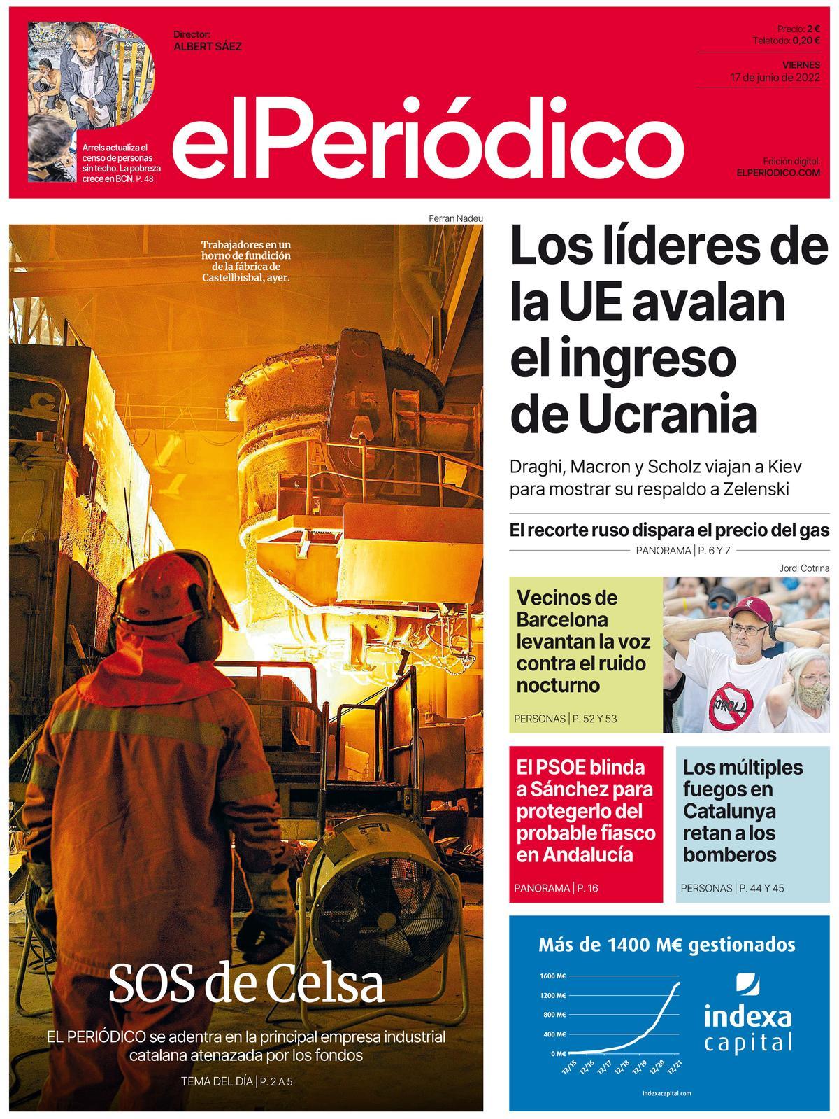 La portada de EL PERIÓDICO del 17 de junio de 2022