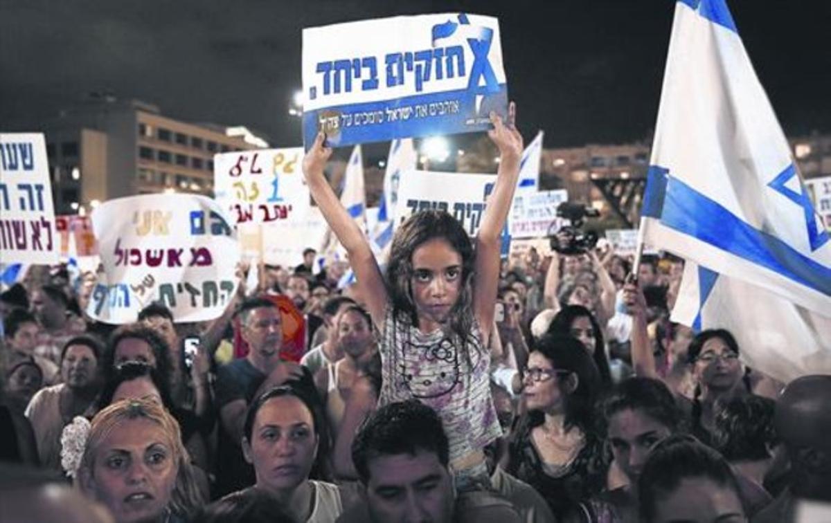 Imagen de archivo de una manifestación en Tel Aviv contra los cohetes palestinos.