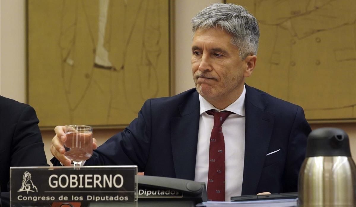 Fernando Grande-Marlaska, durante su comparecencia ante la Comisión de Interior del Congreso. Fernando Grande-Marlaska, durante su comparecencia ante la Comisión de Interior del Congreso.