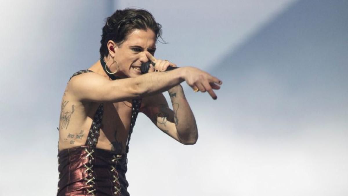 Damiano David, en plena actuación en Eurovisión 2021. Damiano David, en plena actuación en Eurovisión 2021.