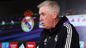 Carlo Ancelotti, en la rueda de prensa previa al clásico del domingo en el Camp Nou.