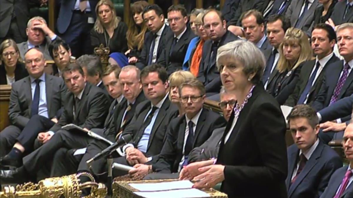Theresa May en el Parlamento británico el pasado mes de marzo.