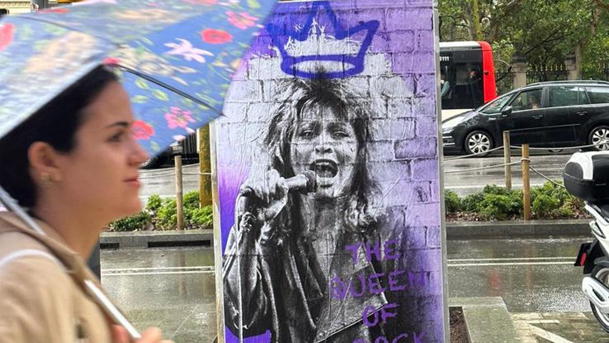 TVBoy homenajea a Tina Turner con un grafiti en Barcelona.