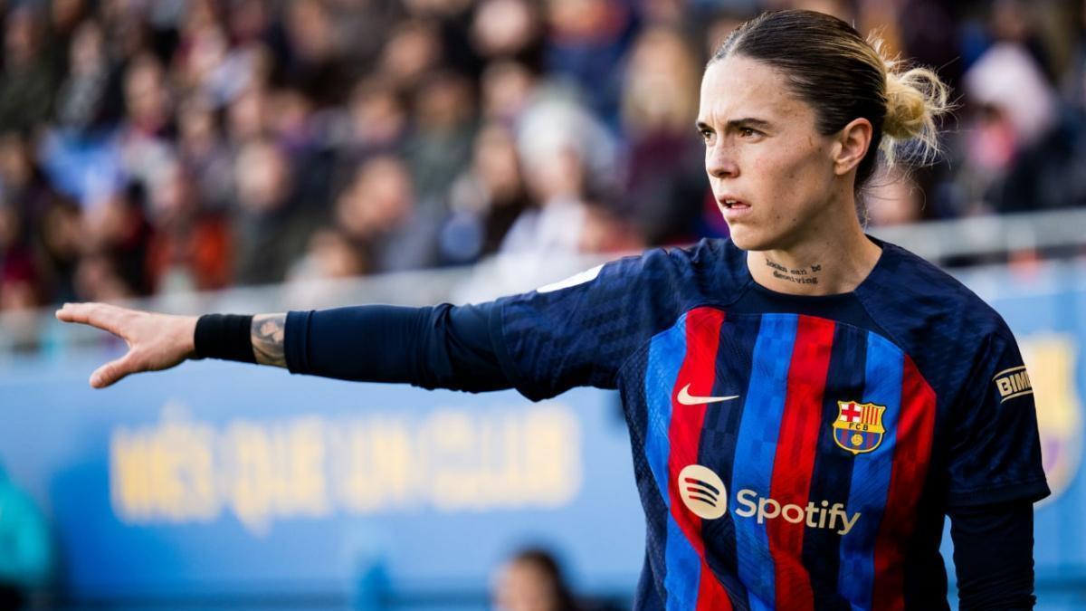 Mapi León, en un partido con el Barcelona. Mapi León, en un partido con el Barcelona.