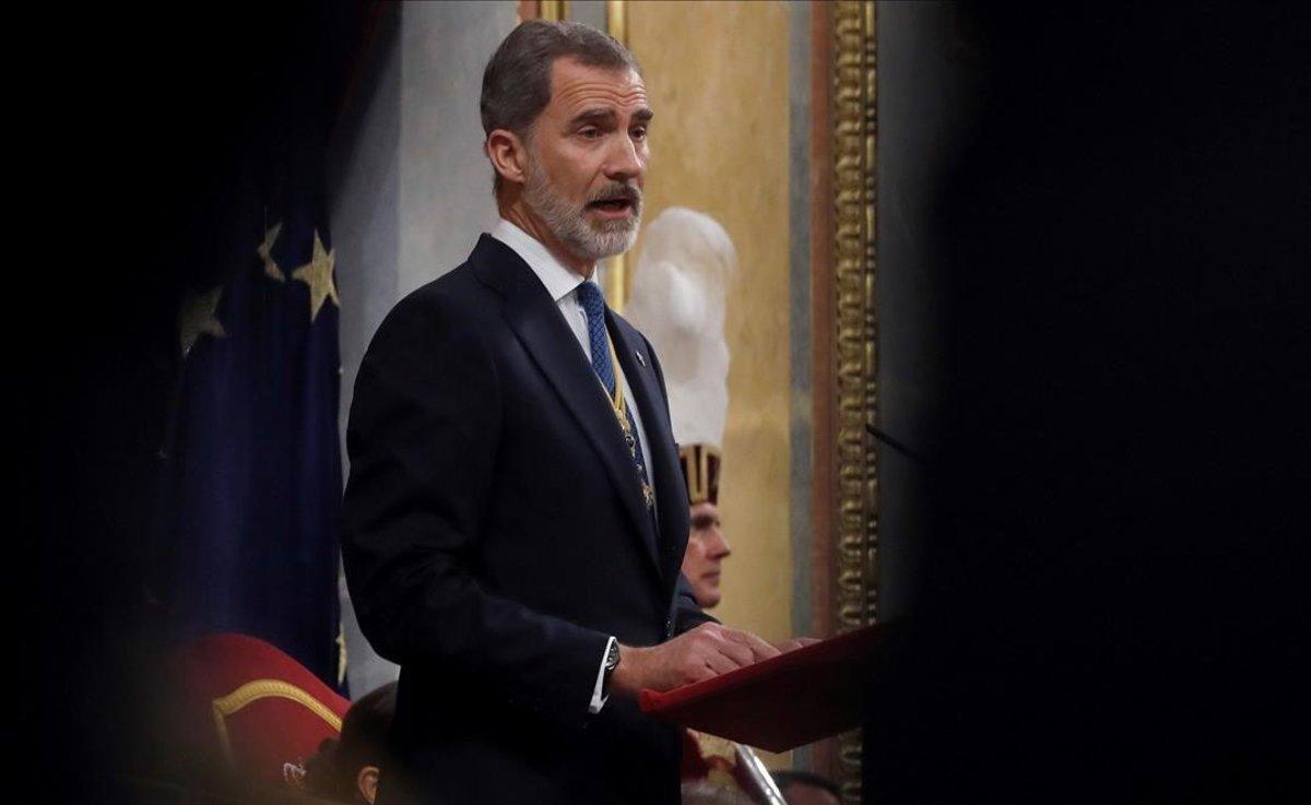 El rey Felipe VI, el pasado 3 de febrero, en el discurso de apertura de la XIV legislatura en el Congreso. El rey Felipe VI, el pasado 3 de febrero, en el discurso de apertura de la XIV legislatura en el Congreso.