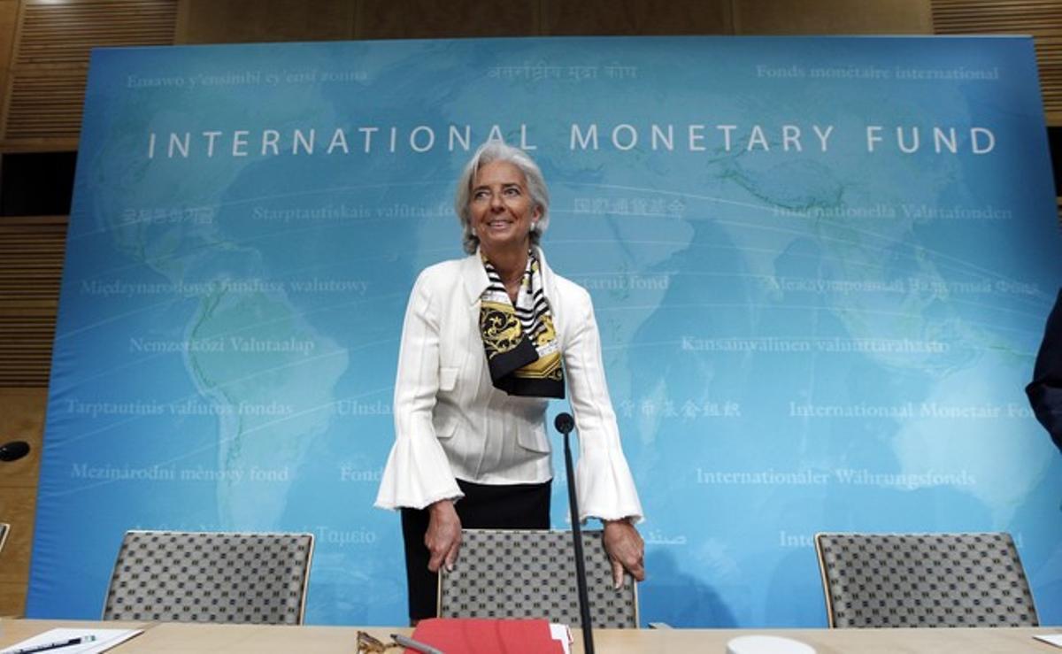 La directora del FMI, Christine Lagarde, en una rueda de prensa, el pasado 14 de junio en Washington.