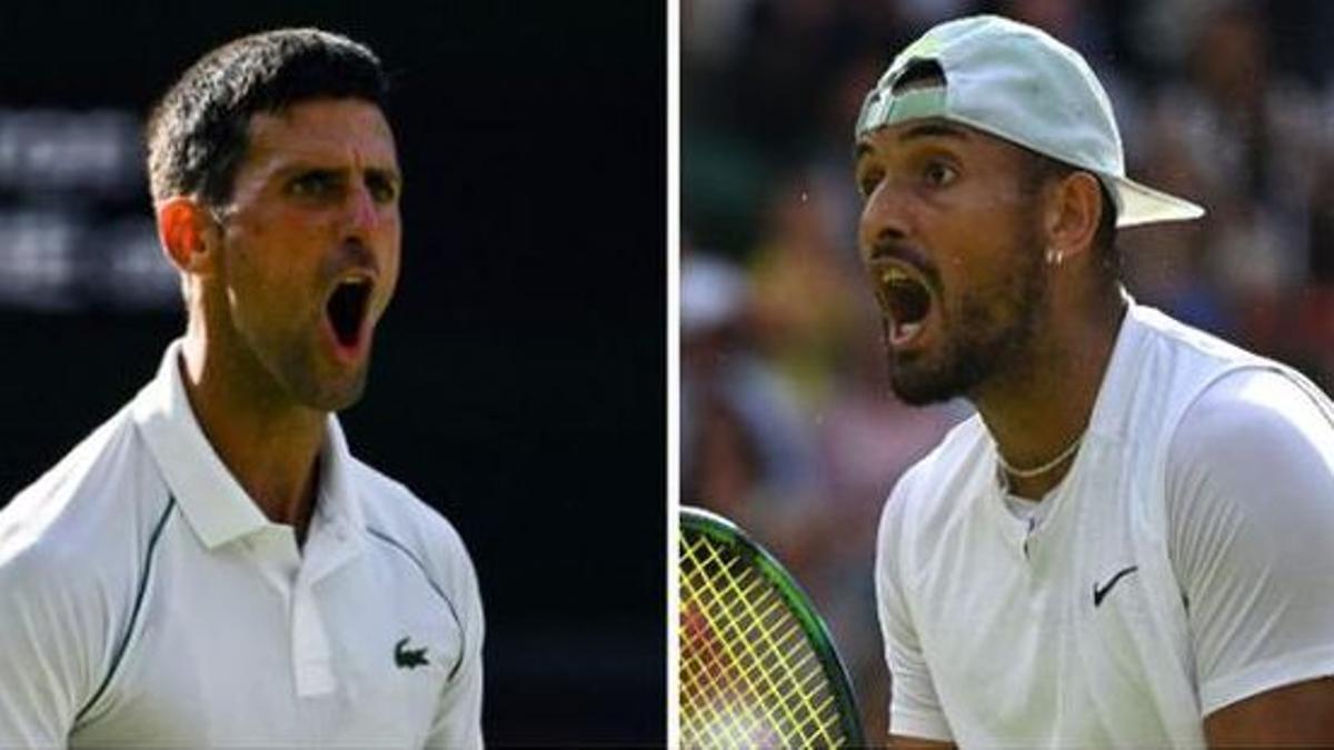 Djokovic y Kyrgios gesticulan en uno de sus partidos en Wimbledon.