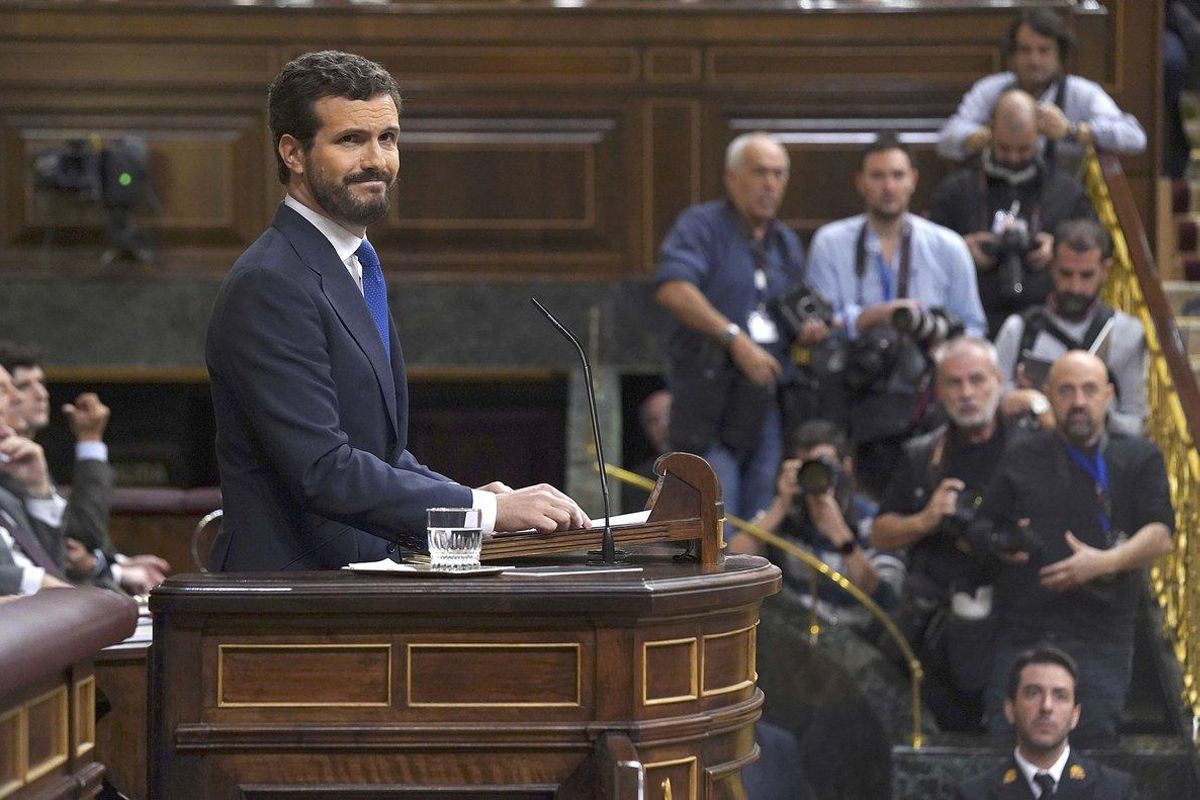 Pablo Casado, en la tribuna del Congreso de los Diputados. Pablo Casado, en la tribuna del Congreso de los Diputados.