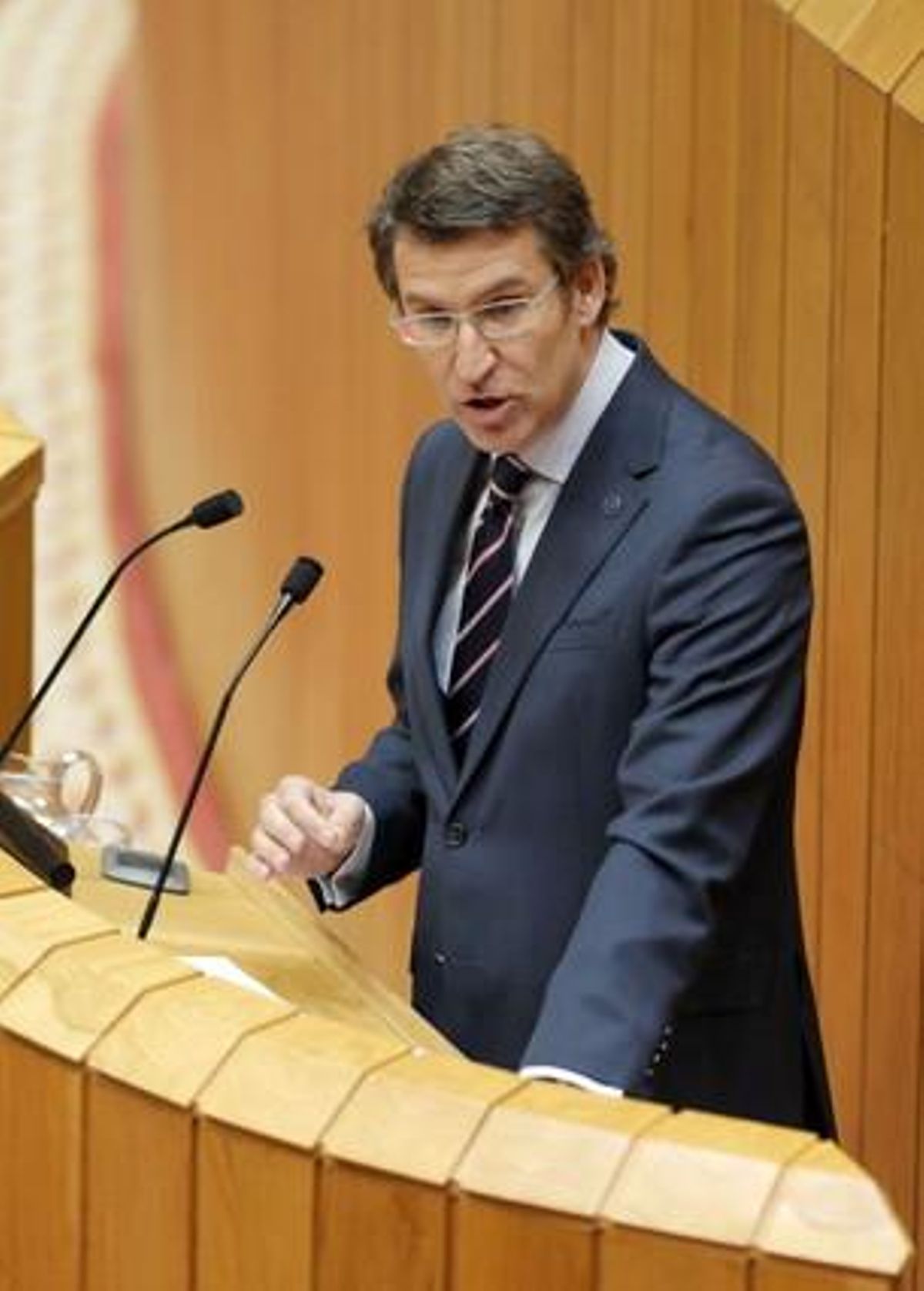 Feijóo, durante su comparecencia ante el Parlamento gallego, este miércoles. Feijóo, durante su comparecencia ante el Parlamento gallego, este miércoles.