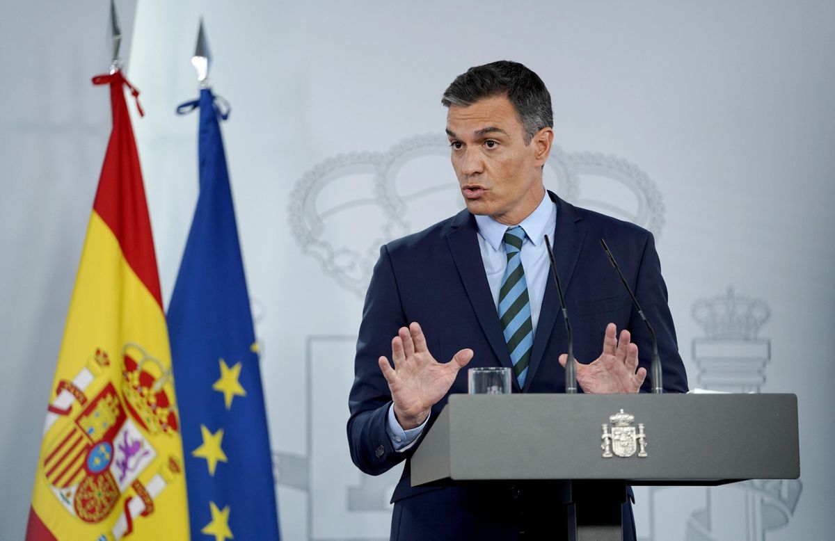 El presidente del Gobierno, Pedro Sánchez, durante su comparecencia en la Moncloa este 27 de agosto de 2021. El presidente del Gobierno, Pedro Sánchez, durante su comparecencia en la Moncloa este 27 de agosto de 2021.