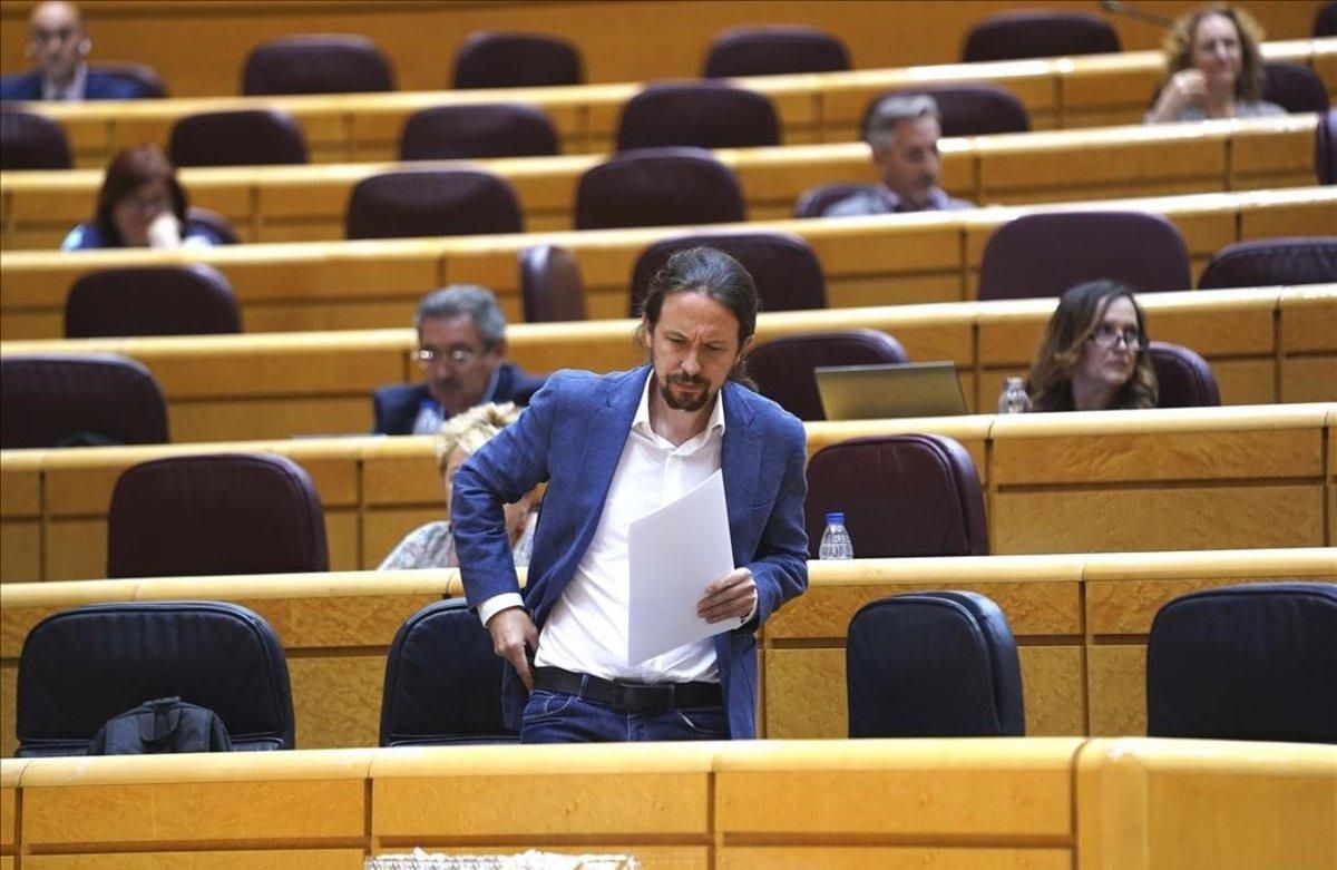 Interpelaciones al Gobierno en el Senado , en la imagen Pablo Iglesias. Interpelaciones al Gobierno en el Senado , en la imagen Pablo Iglesias.