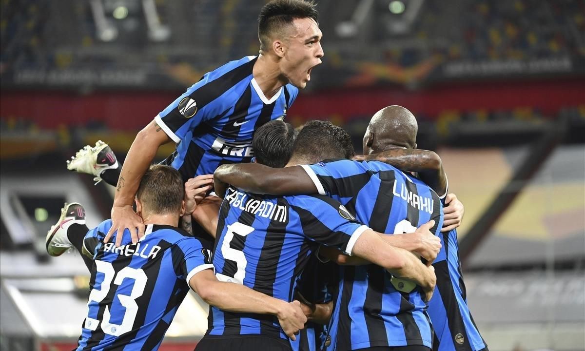 Los jugadores del Inter celebran el tanto de D’Ambrosio. Los jugadores del Inter celebran el tanto de D’Ambrosio.