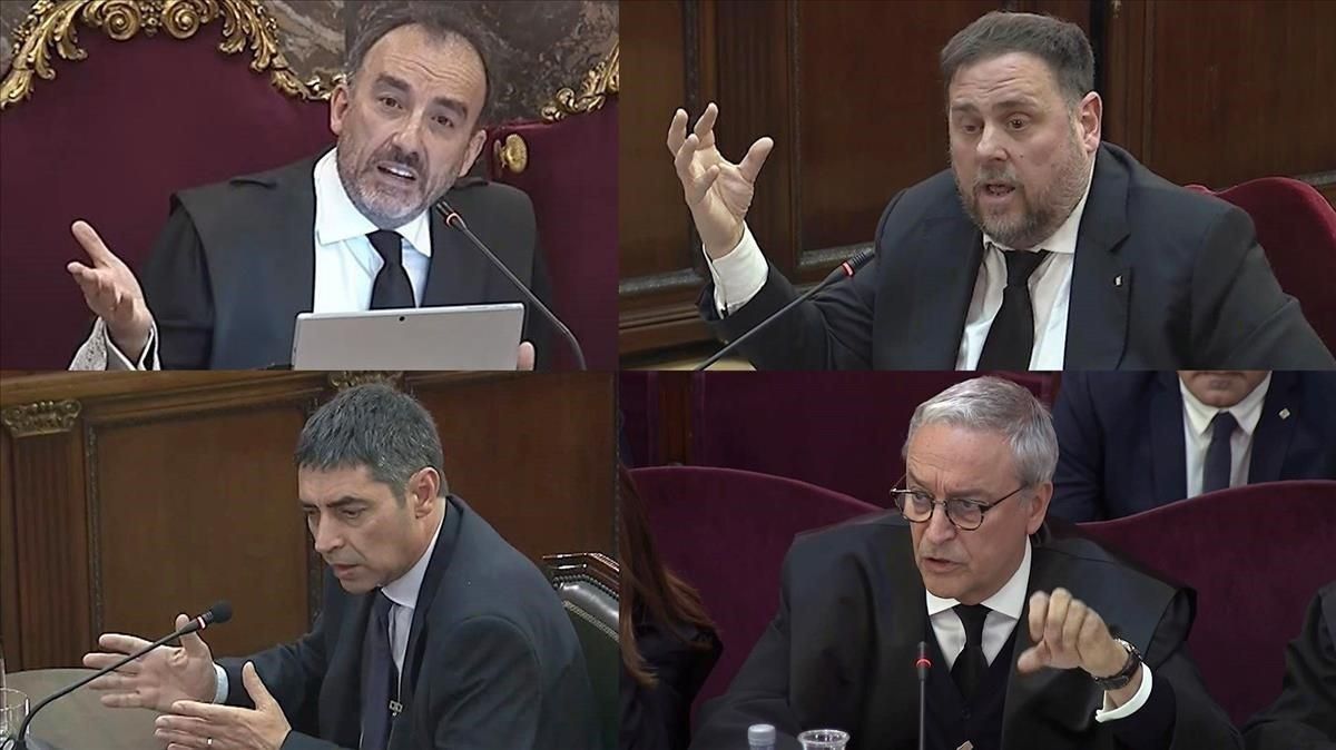 Manuel Marchena, Oriol Junqueras, Josep Lluís Trapero y Xavier Melero. Manuel Marchena, Oriol Junqueras, Josep Lluís Trapero y Xavier Melero.