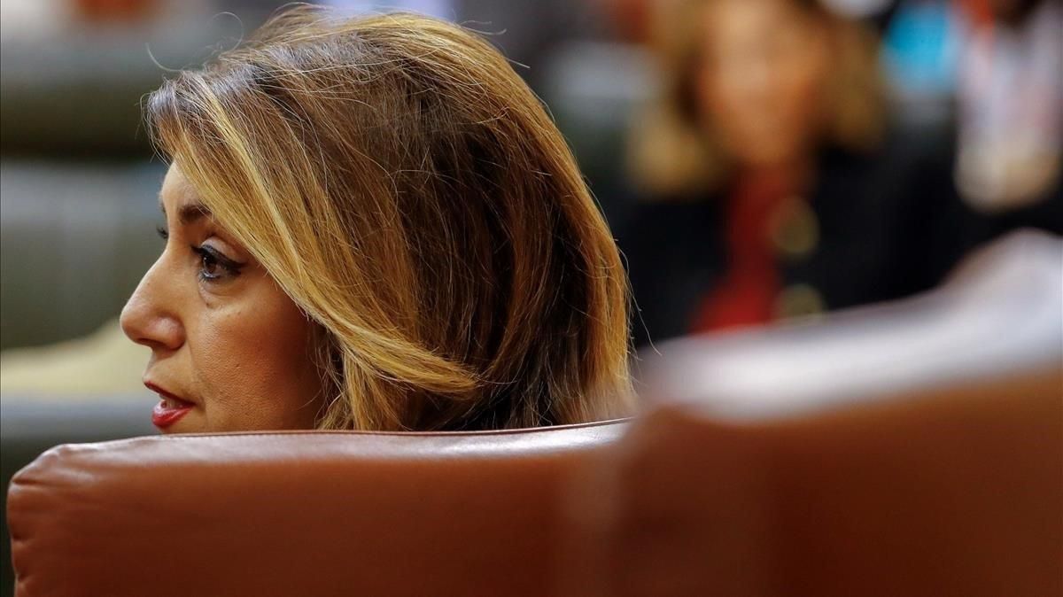 La líder del PSOE andaluz, Susana Díaz, durante una sesión en el Parlamento regional. La líder del PSOE andaluz, Susana Díaz, durante una sesión en el Parlamento regional.