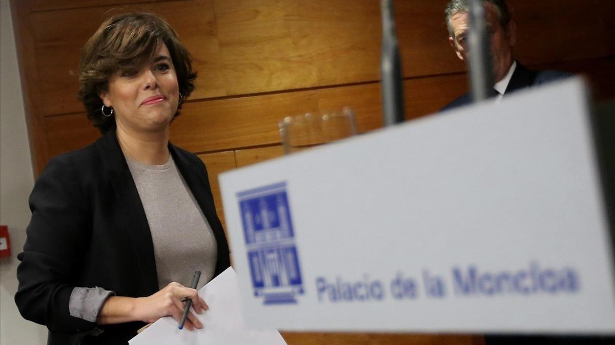Comparecencia de la vicepresidenta del Gobierno, Soraya Sáenz de Santamaría, el pasado día 16.