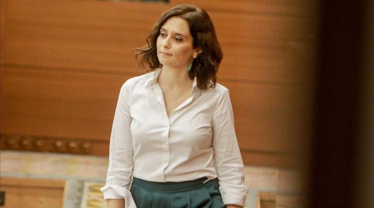 La presidenta de la Comunidad de Madrid, Isabel Díaz Ayuso, el pasado 14 de agosto, segundo día del pleno de investidura. La presidenta de la Comunidad de Madrid, Isabel Díaz Ayuso, el pasado 14 de agosto, segundo día del pleno de investidura.