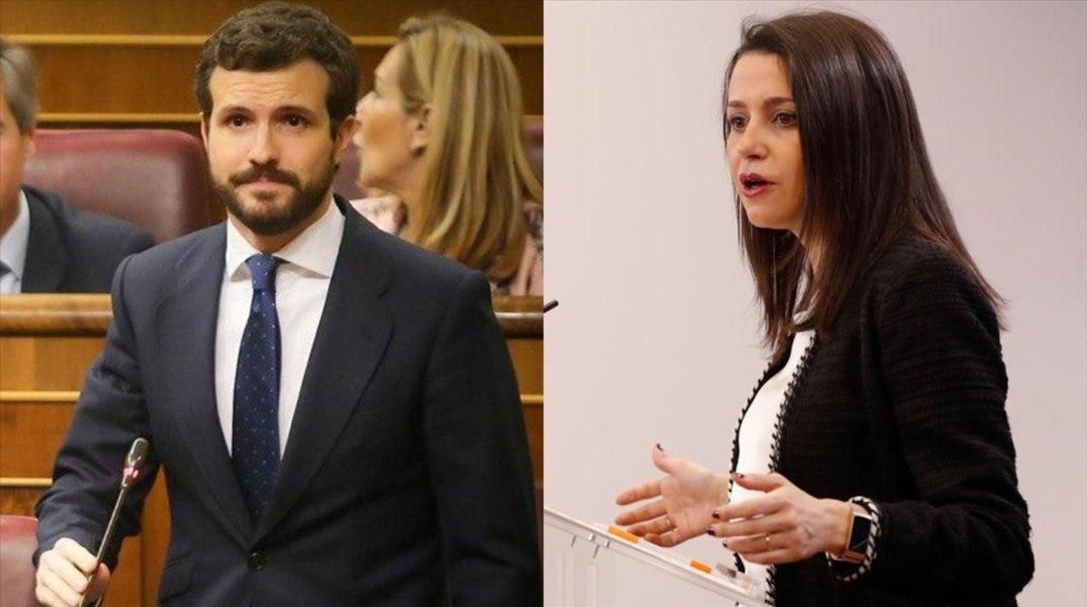 Pablo Casado (PP) e Inés Arrimadas (Ciudadanos). Pablo Casado (PP) e Inés Arrimadas (Ciudadanos).