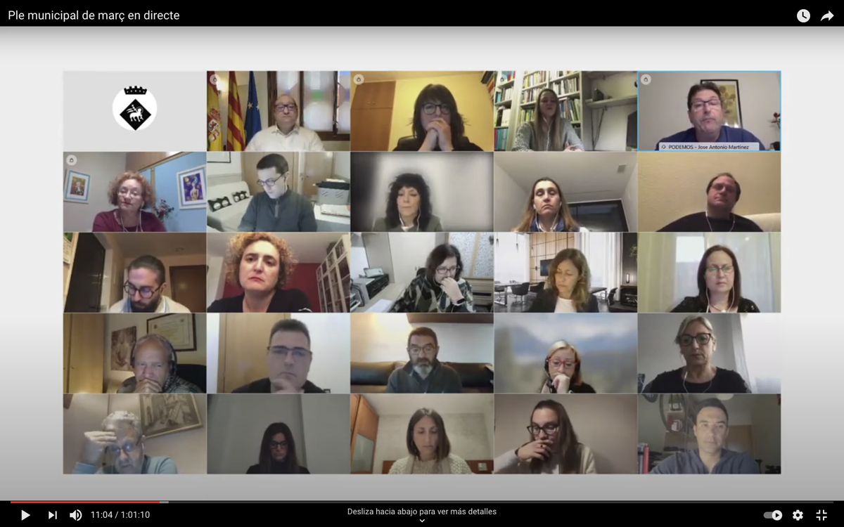 Imagen del Pleno Municipal de Viladecans celebrado por vía telemática Imagen del Pleno Municipal de Viladecans celebrado por vía telemática