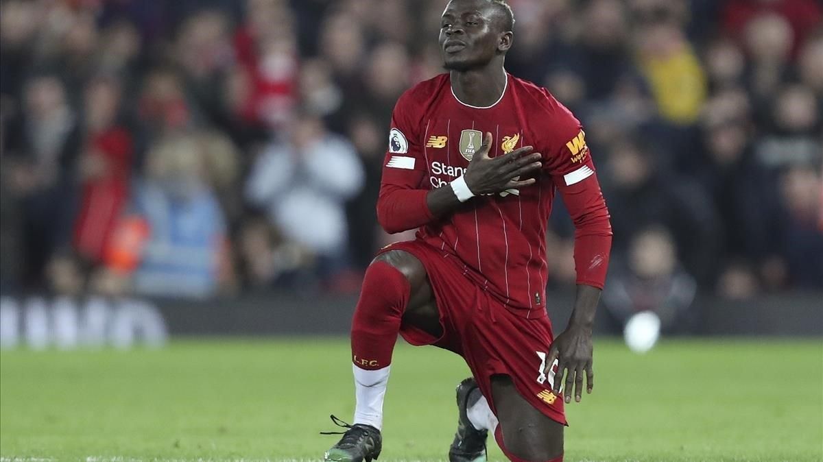 Mane celebra el gol del Liverpool ante el Wolverhampton. Mane celebra el gol del Liverpool ante el Wolverhampton.