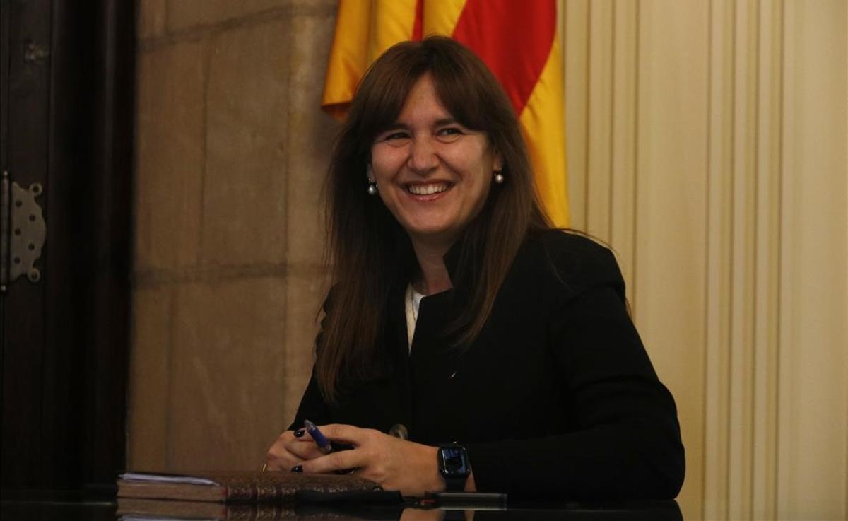 Primer pla de la presidenta del Parlament  Laura Borras  el 23 de marc de 2021 (Horitzontal) Gerard Artigas ACN