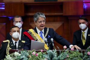 Guillermo Lasso pronuncia su discurso de toma de posesión, este lunes en la Asamblea Nacional de Ecuador.