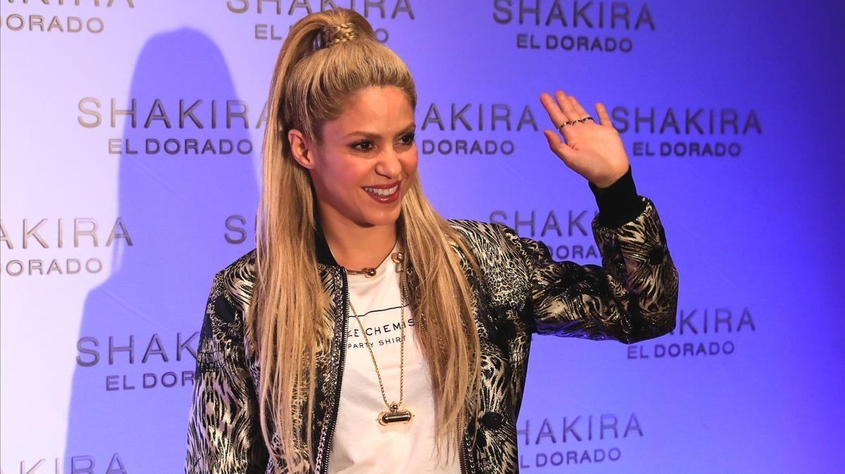 Shakira, en la presentación de su último disco, ’El Dorado’, en el Convent dels Àngels, en Barcelona, en junio del 2017.
