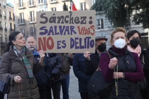 Concentración frente al Congreso contra la reforma penal que castiga el acoso en las clínicas de aborto, el pasado 3 de febrero. 