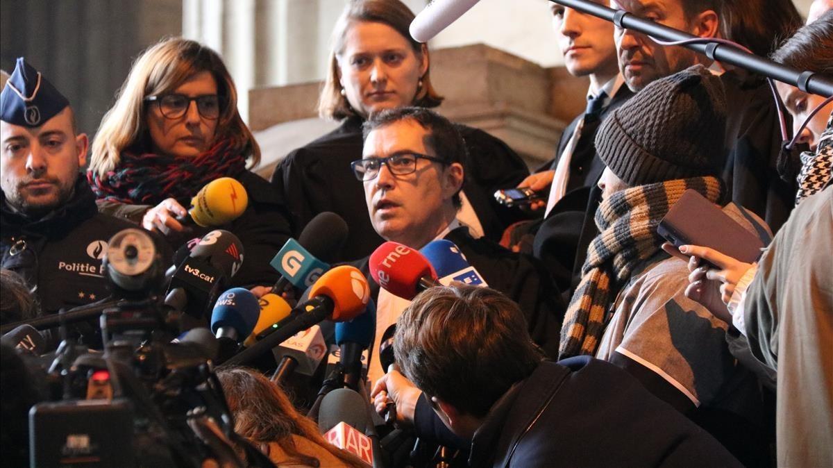 Jaume-Alonso Cuevillas, abogado de la defensa, en el Palacio de Justicia de Bruselas.