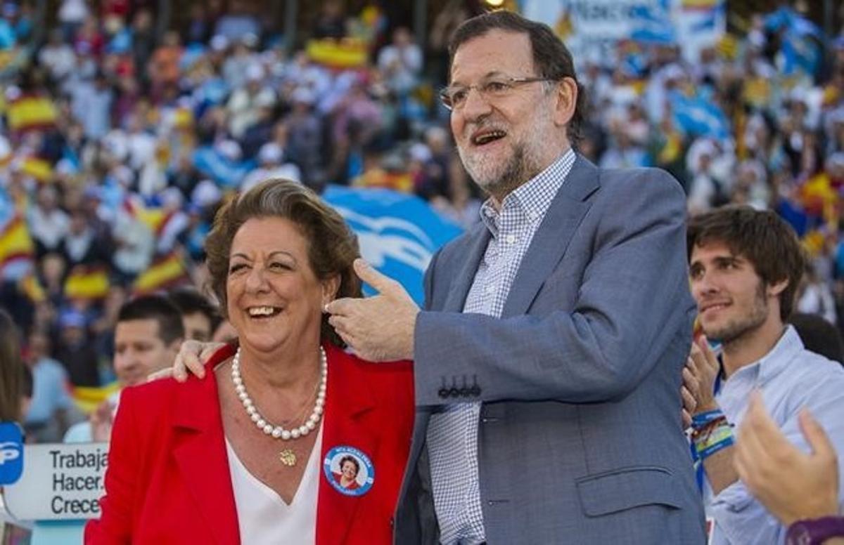 Mariano Rajoy y Rita Barberá, en un mitin de las municipales de mayo del 2015.