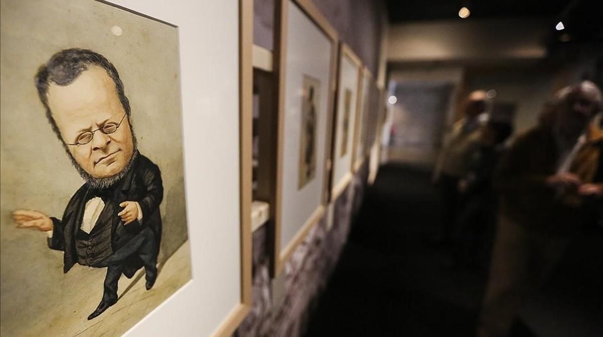 Detalle de la exposición ’Caricatures de la Barcelona vuitcentista’, con obras firmadas por Josep Parera donadas al Museu Marès. Detalle de la exposición ’Caricatures de la Barcelona vuitcentista’, con obras firmadas por Josep Parera donadas al Museu Marès.
