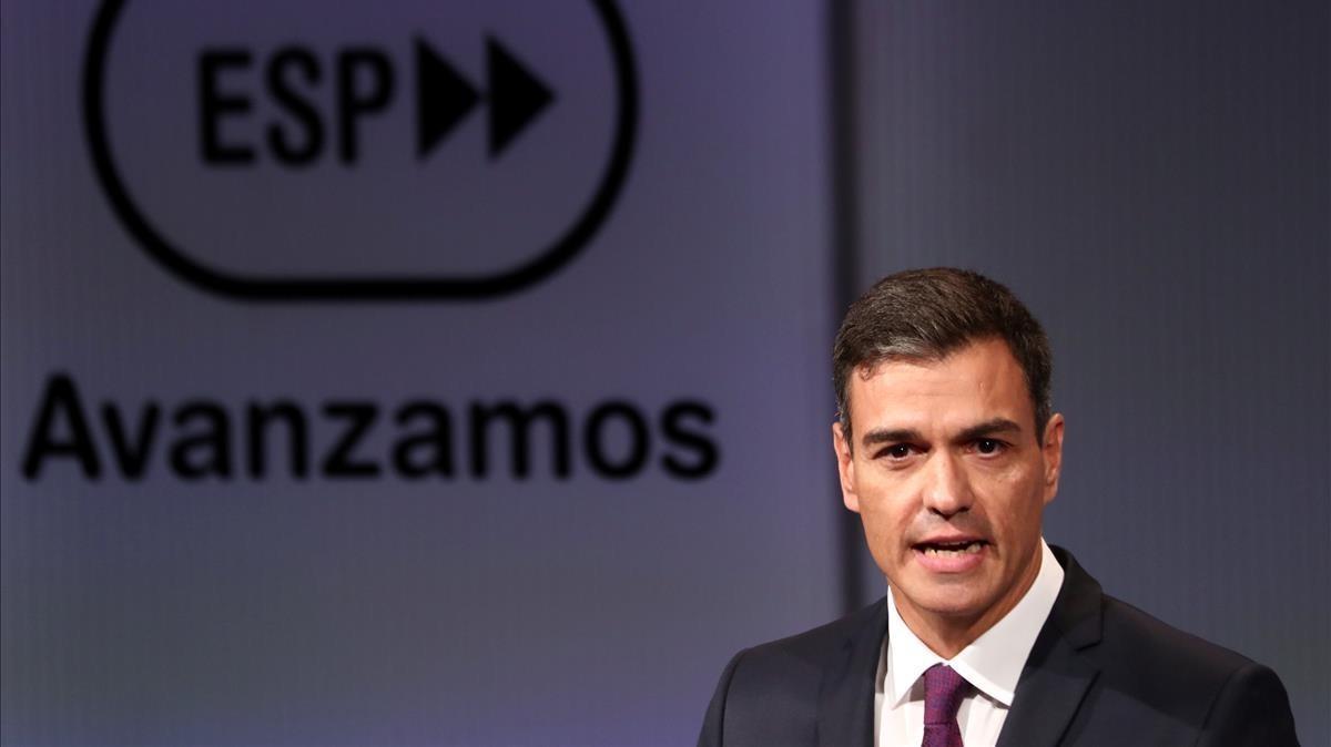 Pedro Sánchez durante una conferencia de prensa.