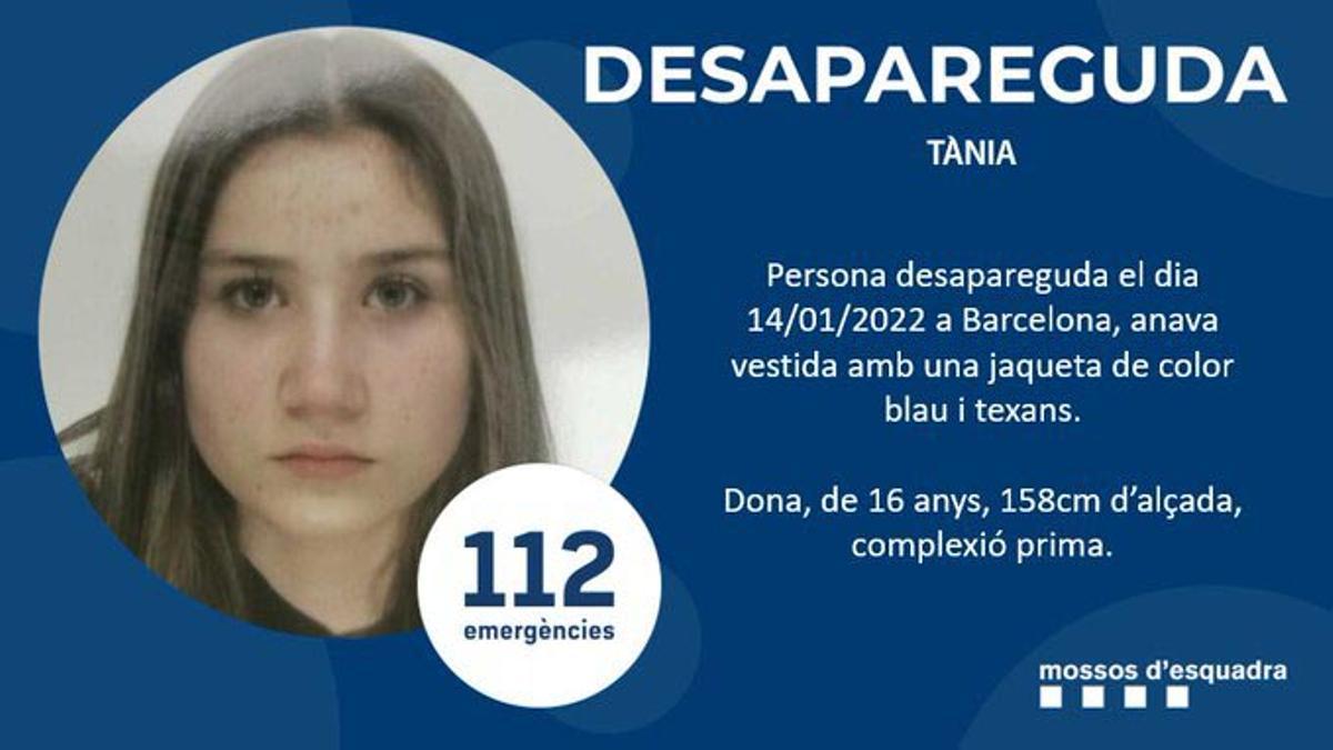 Los Mossos localizan a la menor de 16 años desaparecida en Barcelona