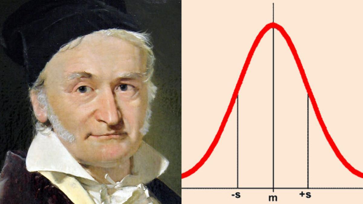 Johann Carl Friedrich Gauss, junto a una representación de su célebre campana.