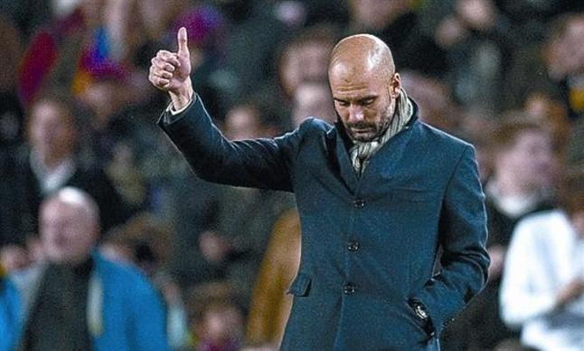 Guardiola hace un gesto de aprobación, anoche. Guardiola hace un gesto de aprobación, anoche.