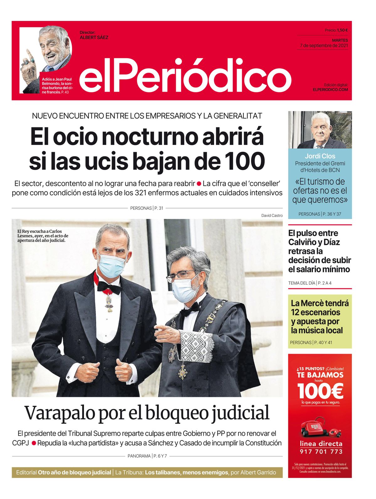 La portada de EL PERIÓDICO del 7 de septiembre del 2021 La portada de EL PERIÓDICO del 7 de septiembre del 2021
