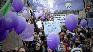 Manifestación del 8 de marzo del 2019 en Barcelona por el Día Internacional de la Mujer.