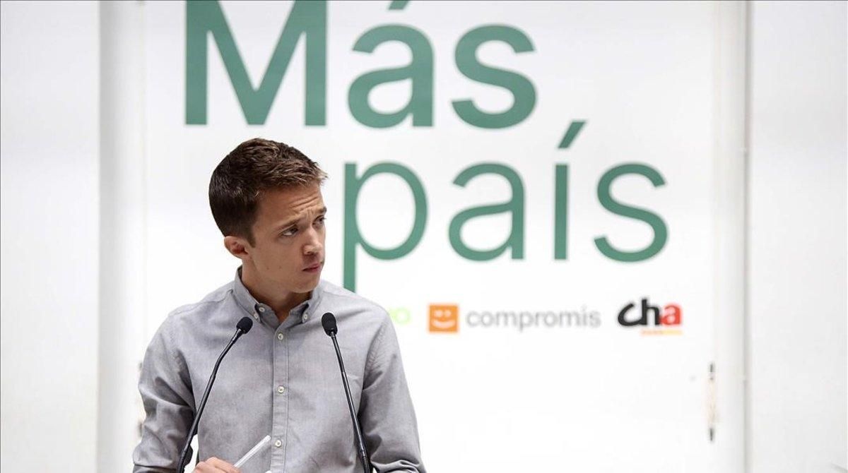 El candidato de Más País, Íñigo Errejón, en la presentación de los cabeza de lista de su partido El candidato de Más País, Íñigo Errejón, en la presentación de los cabeza de lista de su partido