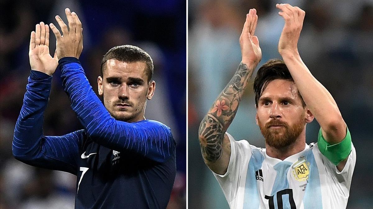 Griezmann y Messi, las estrellas de Francia y Argentina, respectivamente