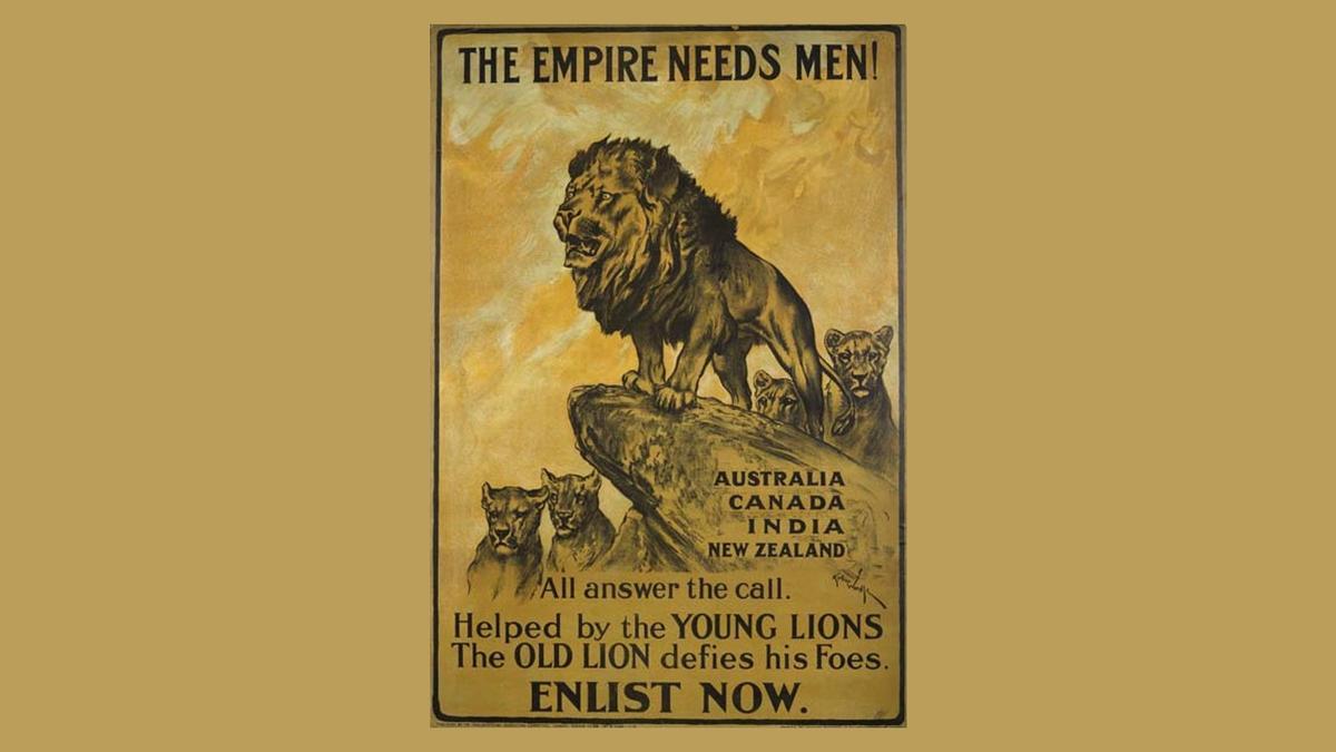 Durante la Primera Guerra Mundial todavía se hacía servir la simbología del león para reclutar voluntarios. 